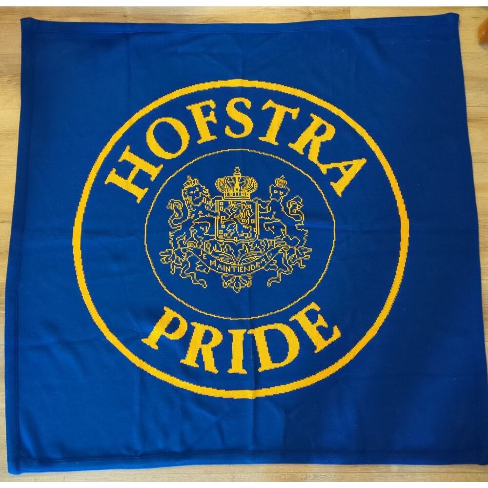 Vintage Logo Knits Hofstra University Pride Blue Yellow Square Blanket New York